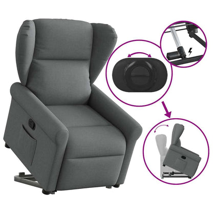 vidaXL Fauteuil relax releveur gris foncé tissu