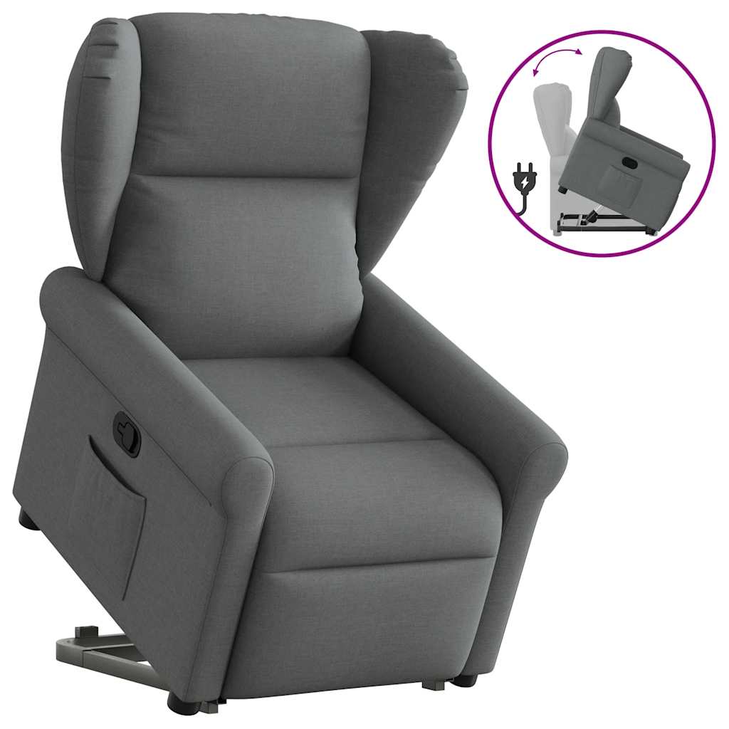vidaXL Fauteuil relax releveur gris foncé tissu