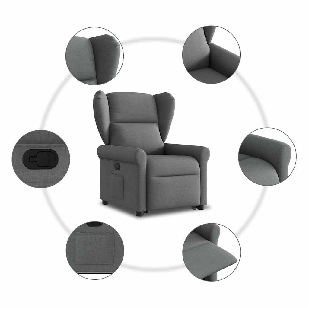 vidaXL Fauteuil relax releveur gris foncé tissu