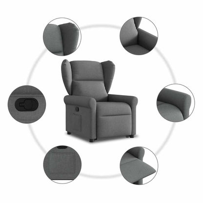 vidaXL Fauteuil relax releveur gris foncé tissu
