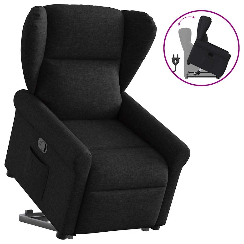vidaXL Relaxsessel mit Aufstehhilfe Schwarz Stoff