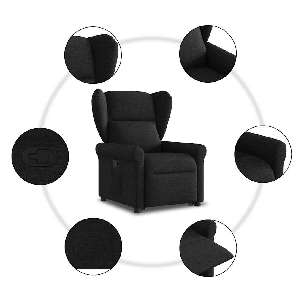 vidaXL Relaxsessel mit Aufstehhilfe Schwarz Stoff