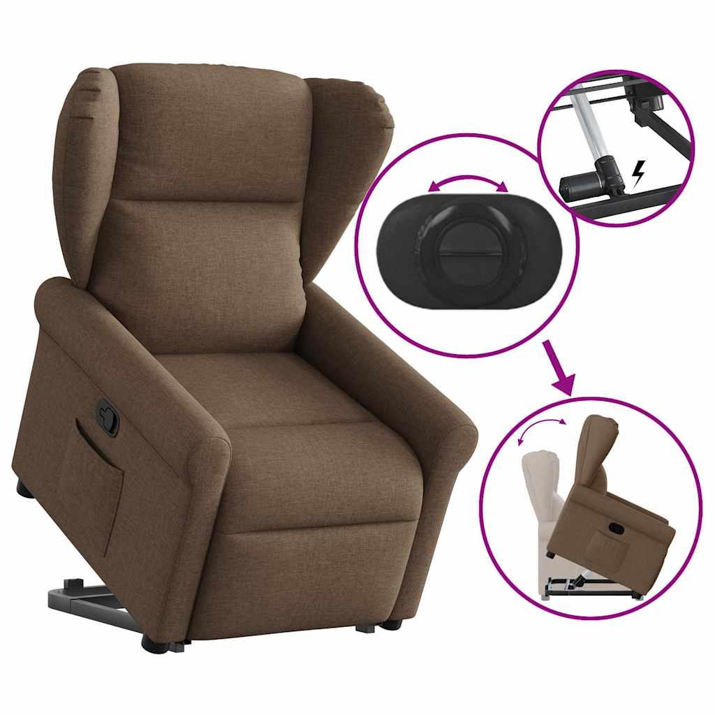 vidaXL Relaxsessel mit Aufstehhilfe Braun Stoff