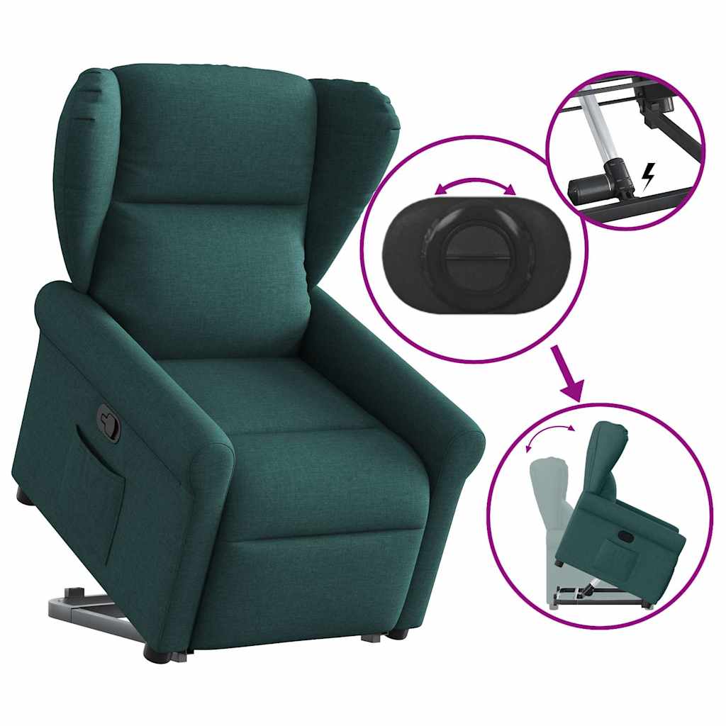 vidaXL Fauteuil relax avec fonction releveur Tissu vert foncé