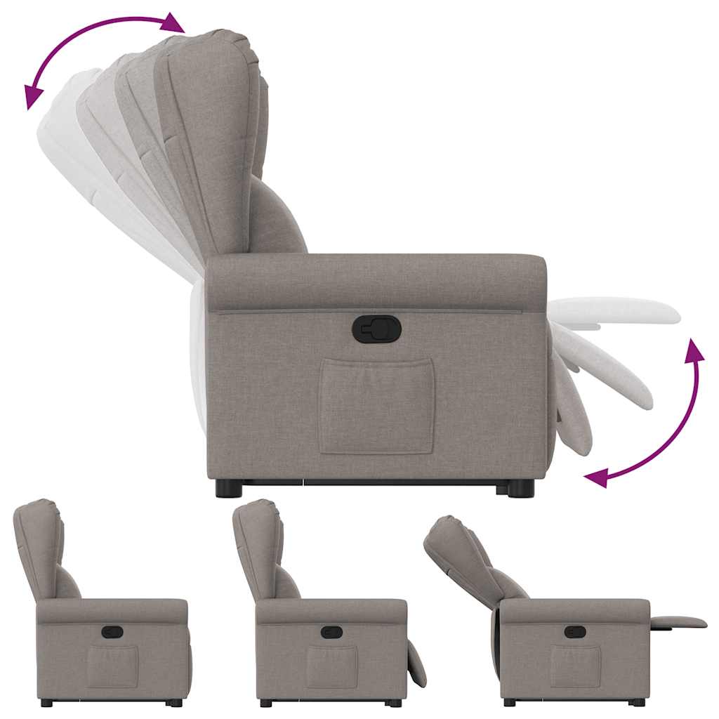 vidaXL Fauteuil relax releveur taupe en tissu