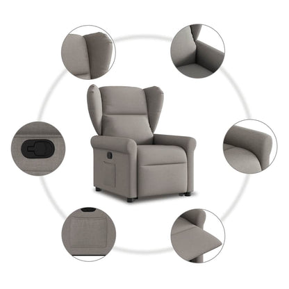 vidaXL Fauteuil relax releveur taupe en tissu