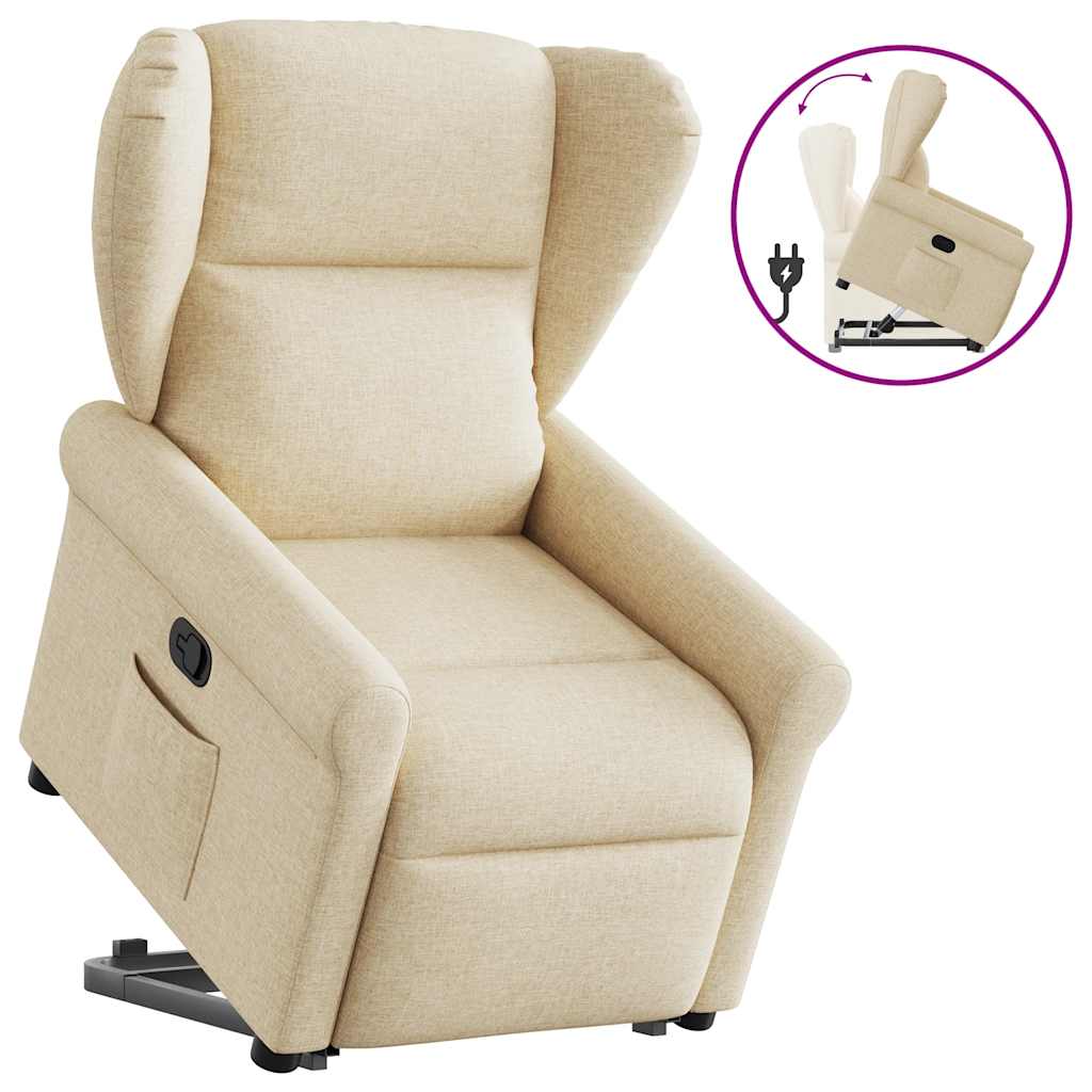 vidaXL Fauteuil relax électrique crème en tissu