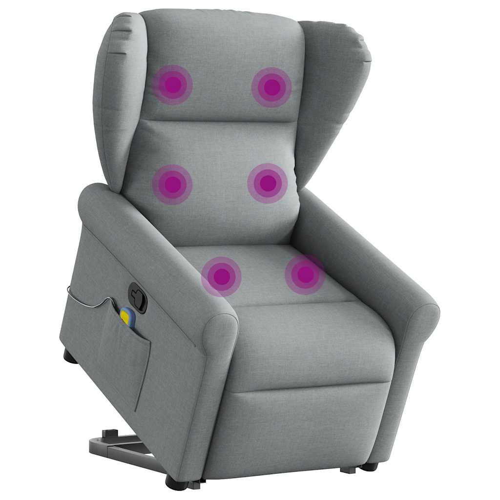 vidaXL Fauteuil de massage releveur gris clair en tissu