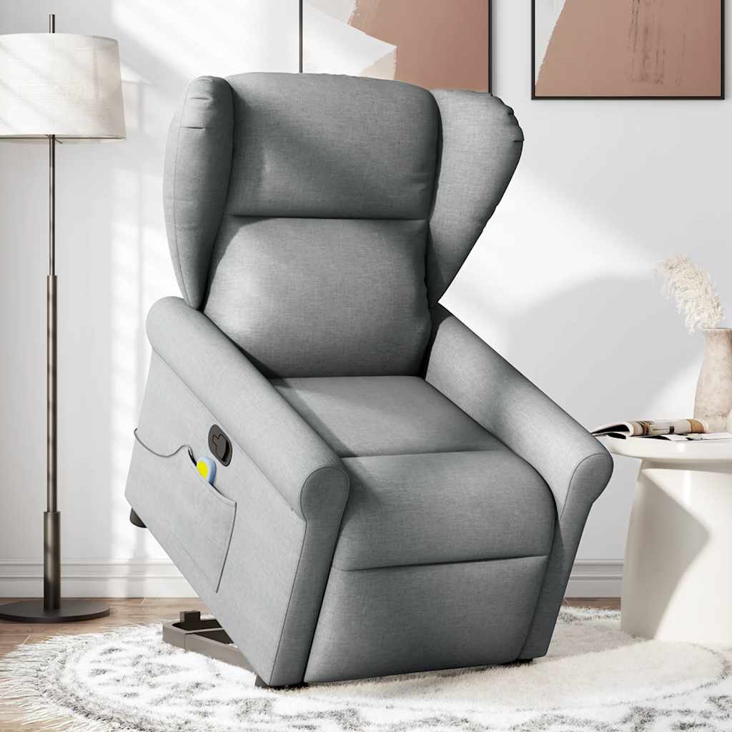 vidaXL Fauteuil de massage releveur gris clair en tissu