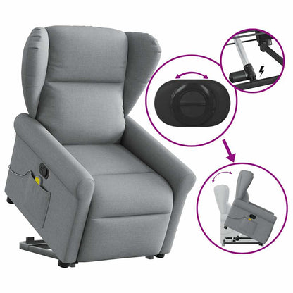 vidaXL Fauteuil de massage releveur gris clair en tissu