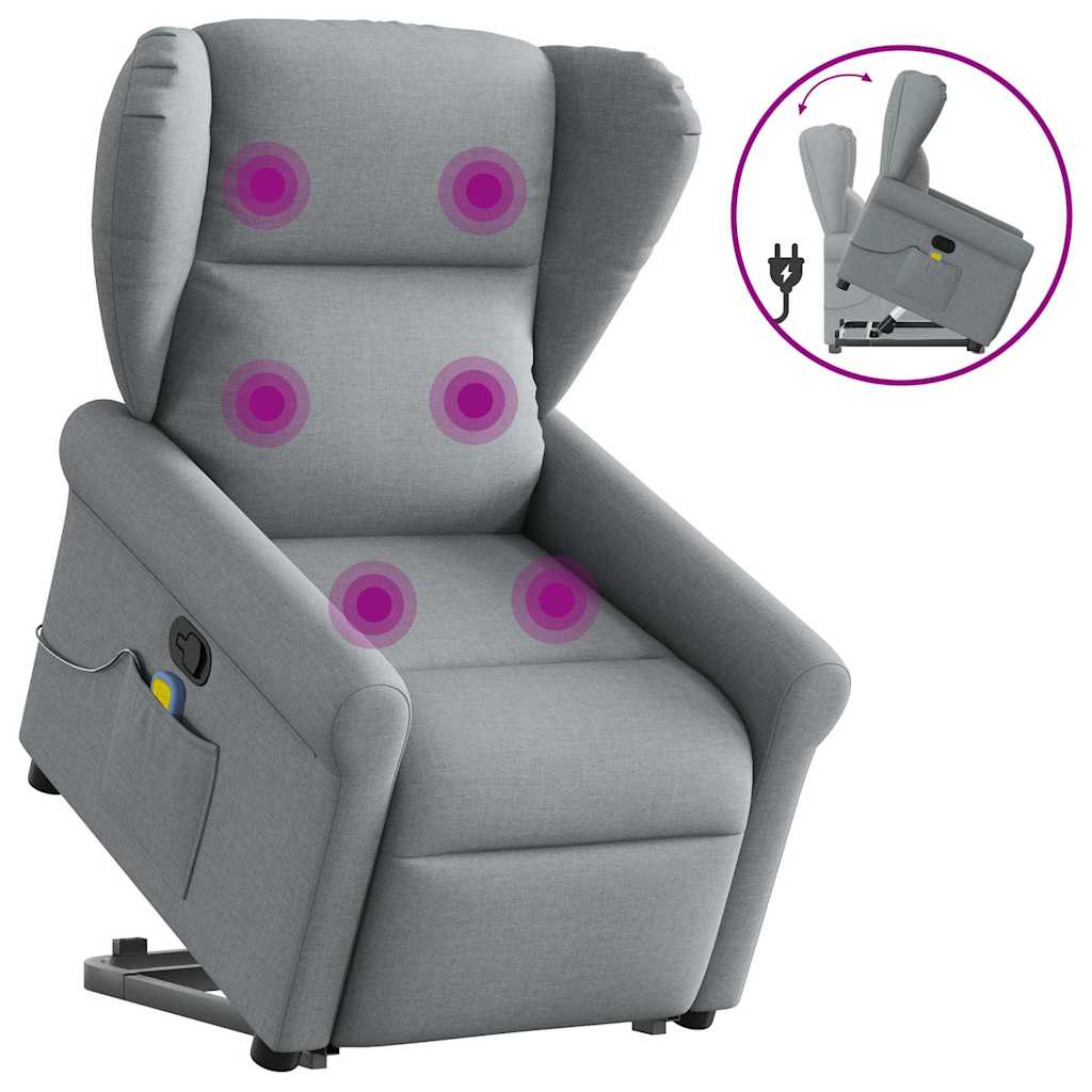 vidaXL Fauteuil de massage releveur gris clair en tissu