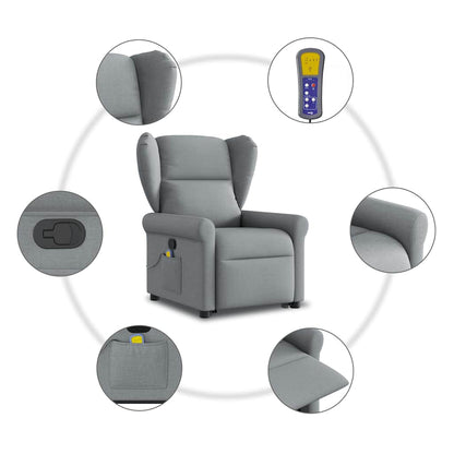 vidaXL Fauteuil de massage releveur gris clair en tissu