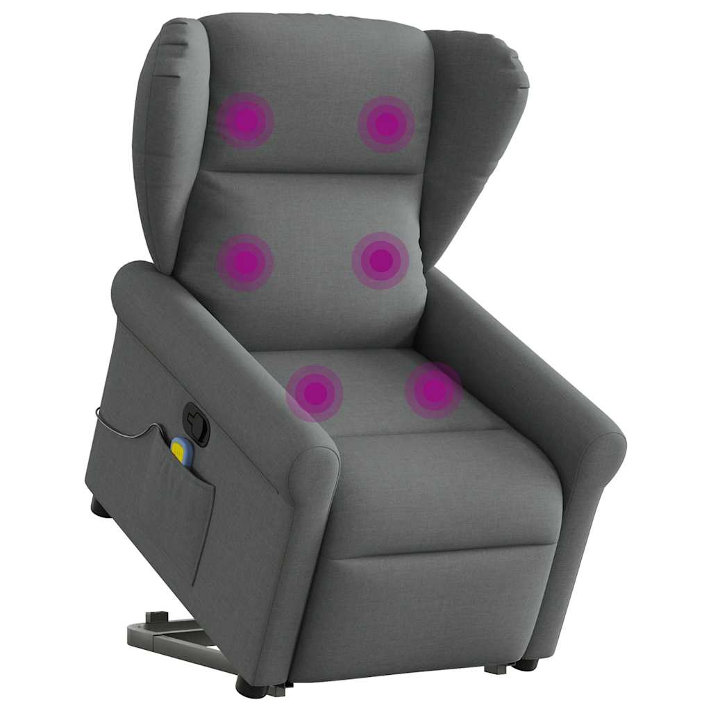 vidaXL Fauteuil de massage releveur gris foncé en tissu
