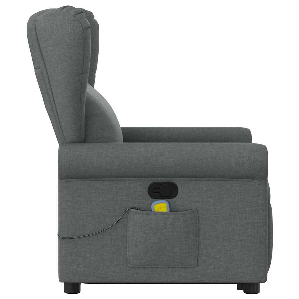 vidaXL Fauteuil de massage releveur gris foncé en tissu