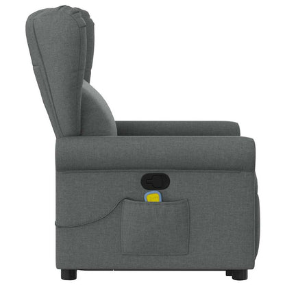vidaXL Fauteuil de massage releveur gris foncé en tissu