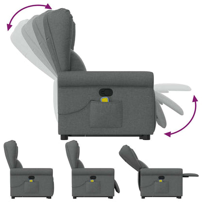 vidaXL Fauteuil de massage releveur gris foncé en tissu
