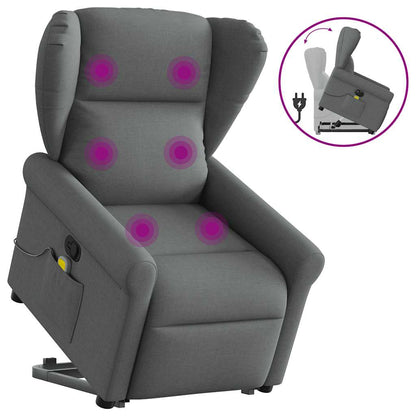 vidaXL Fauteuil de massage releveur gris foncé en tissu