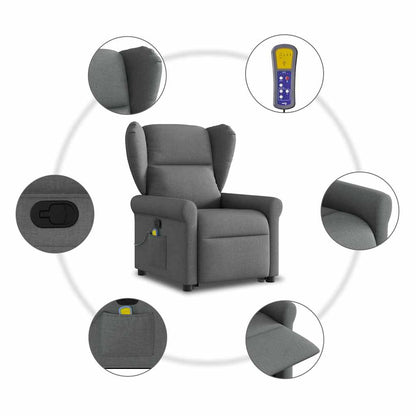 vidaXL Fauteuil de massage releveur gris foncé en tissu