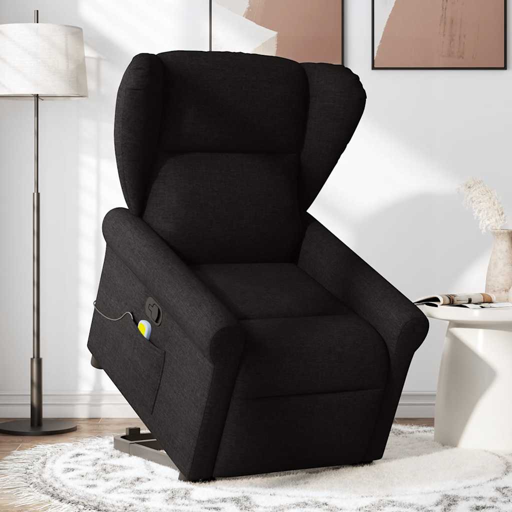 vidaXL Fauteuil de massage inclinable et releveur en tissu noir