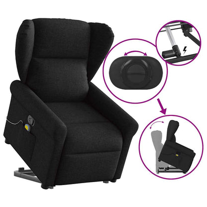 vidaXL Fauteuil de massage inclinable et releveur en tissu noir