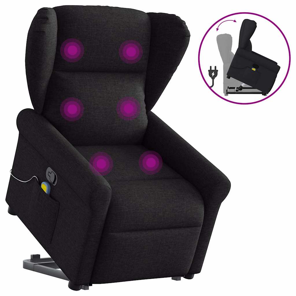 vidaXL Fauteuil de massage inclinable et releveur en tissu noir
