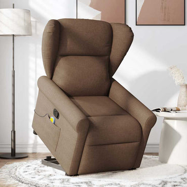 vidaXL Fauteuil de massage releveur tissu marron