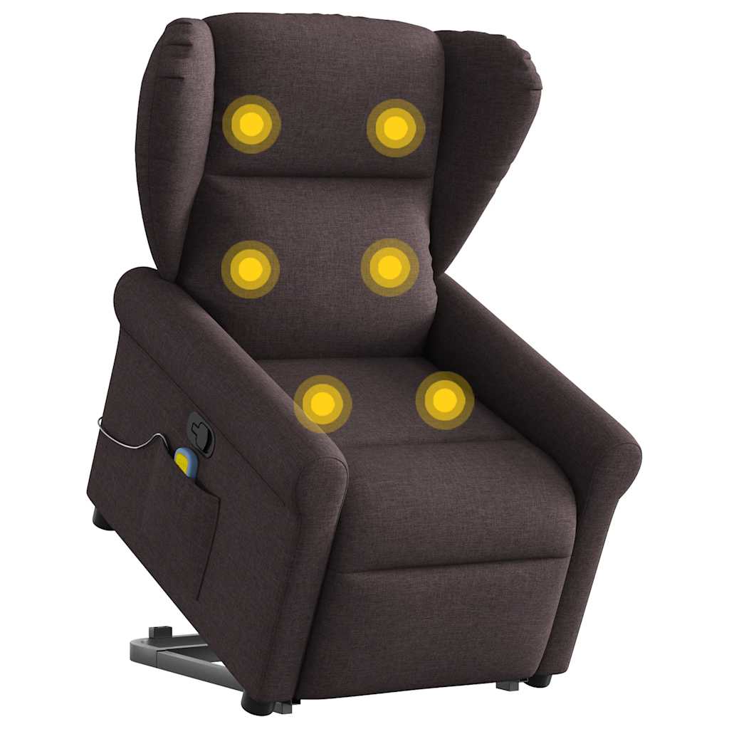 vidaXL Fauteuil de massage releveur marron foncé tissu