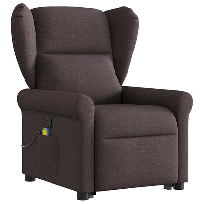 vidaXL Fauteuil de massage releveur marron foncé tissu
