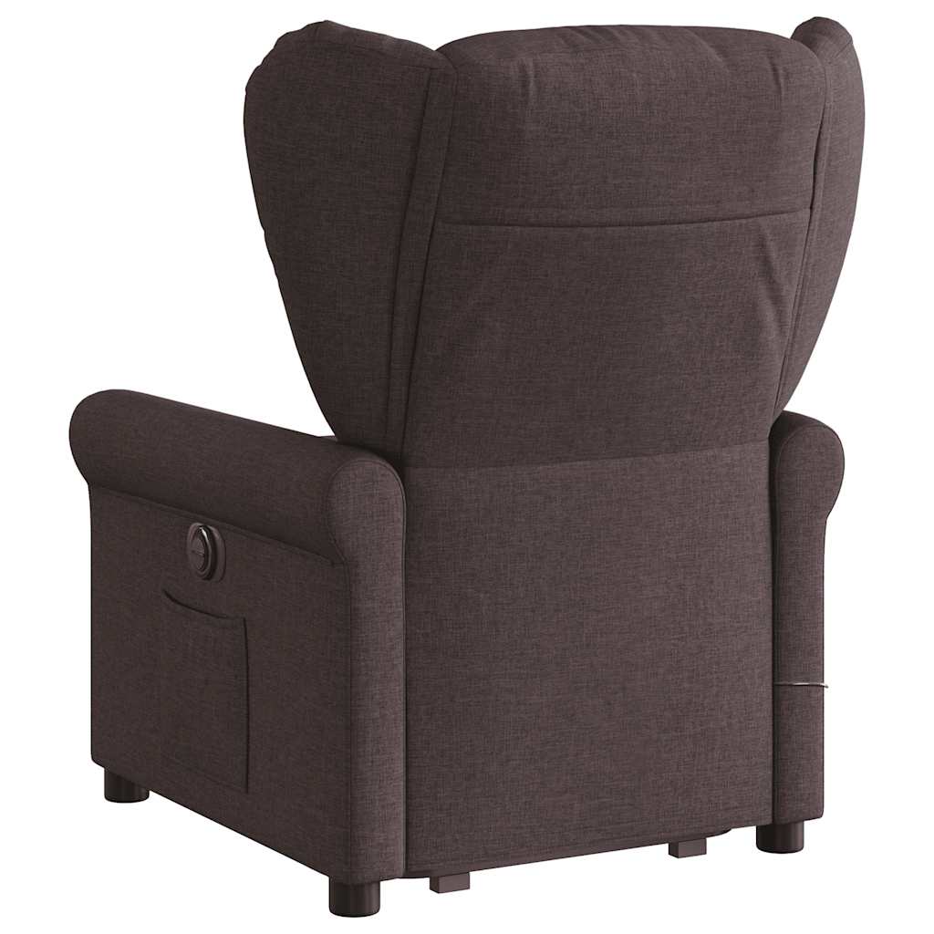 vidaXL Fauteuil de massage releveur marron foncé tissu