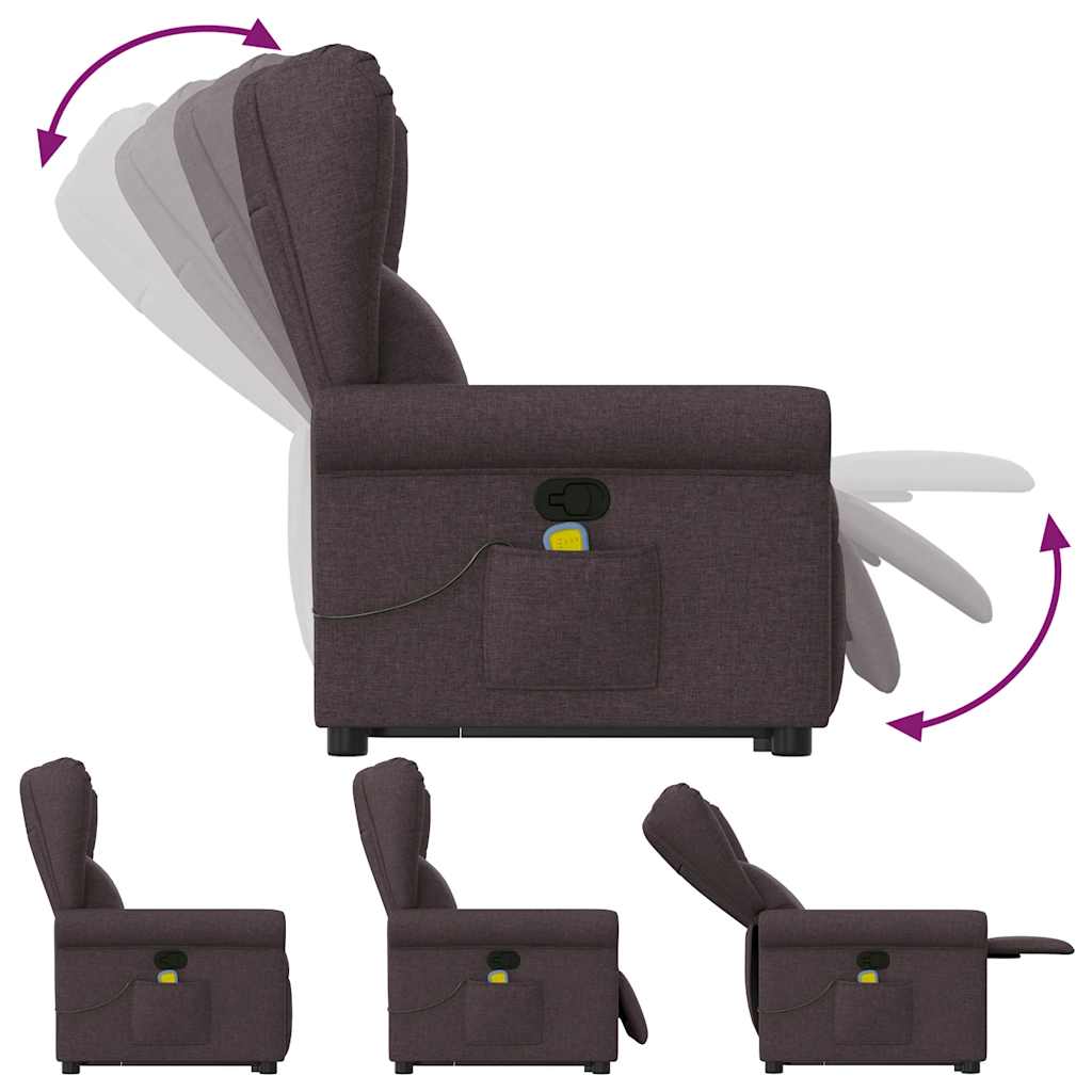 vidaXL Fauteuil de massage releveur marron foncé tissu