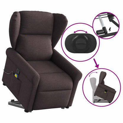 vidaXL Fauteuil de massage releveur marron foncé tissu