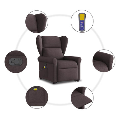 vidaXL Fauteuil de massage releveur marron foncé tissu