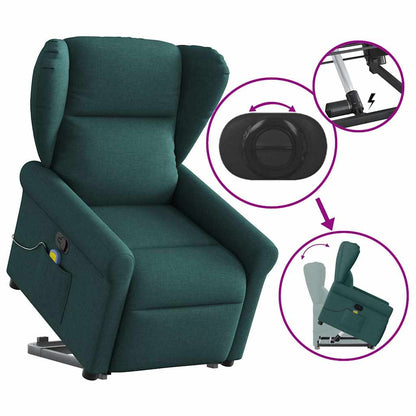 vidaXL Massagesessel mit Aufstehhilfe Dunkelgrün Stoff