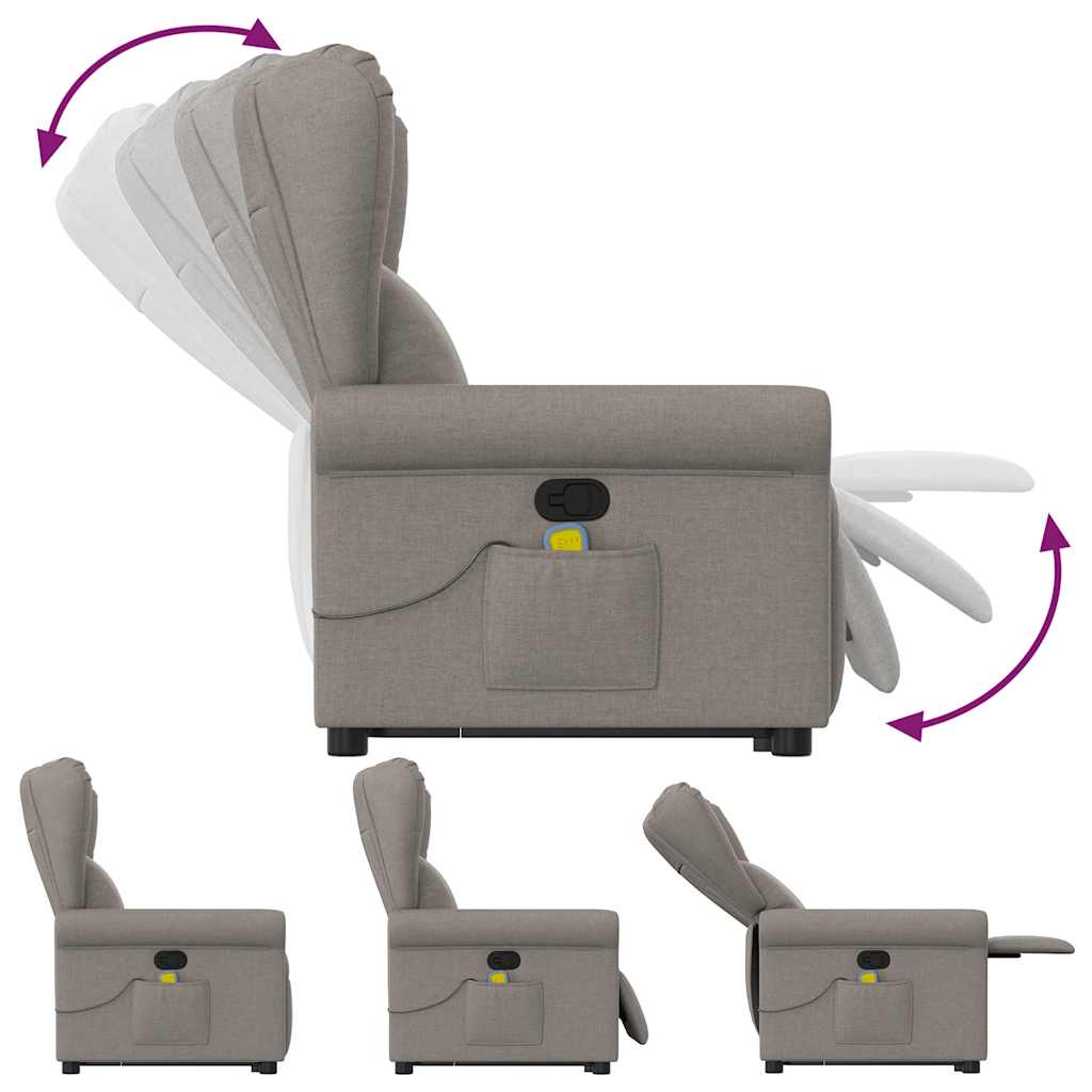Fauteuil de massage releveur taupe en tissu vidaXL