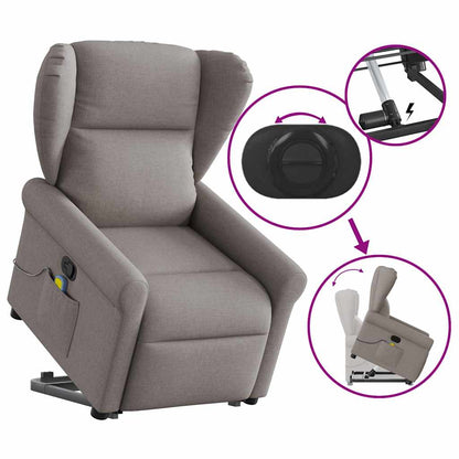 Fauteuil de massage releveur taupe en tissu vidaXL