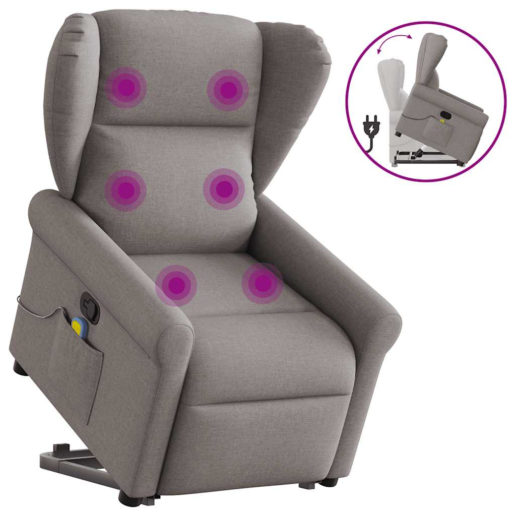 Fauteuil de massage releveur taupe en tissu vidaXL