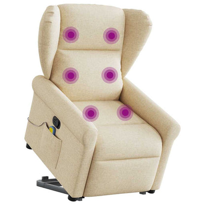 Fauteuil de massage releveur crème en tissu vidaXL
