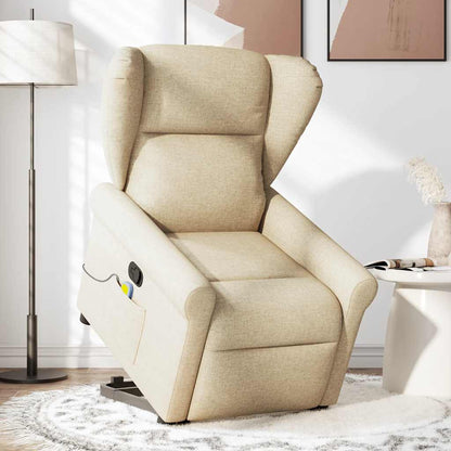 Fauteuil de massage releveur crème en tissu vidaXL