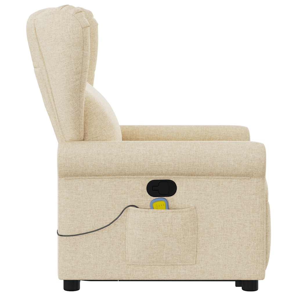 Fauteuil de massage releveur crème en tissu vidaXL