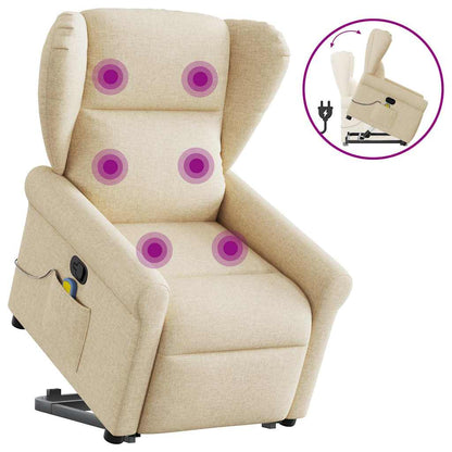 Fauteuil de massage releveur crème en tissu vidaXL