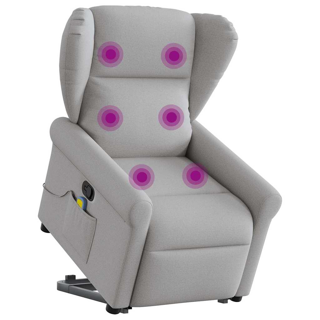 vidaXL Fauteuil de massage inclinable et releveur en tissu gris nuage
