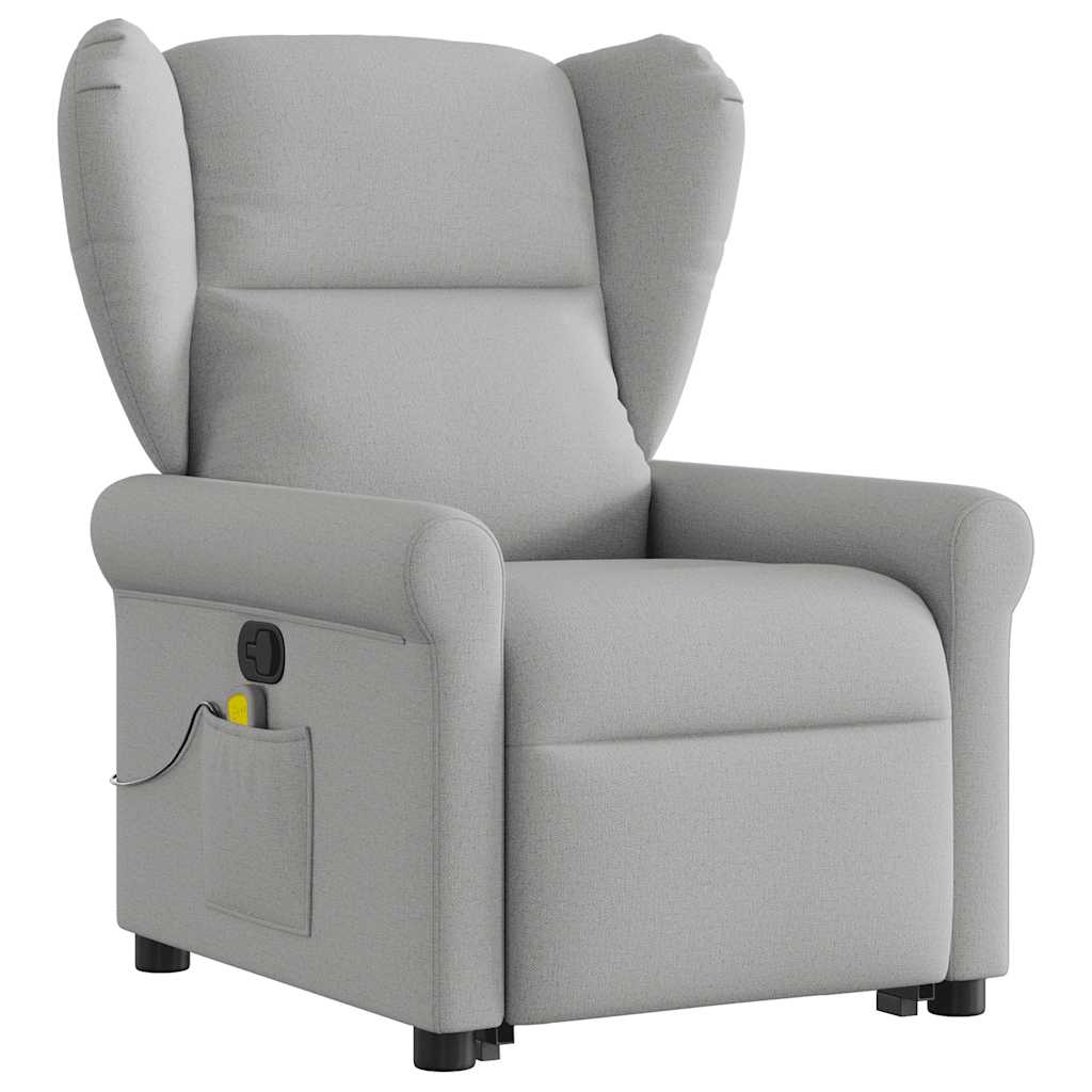 vidaXL Fauteuil de massage inclinable et releveur en tissu gris nuage