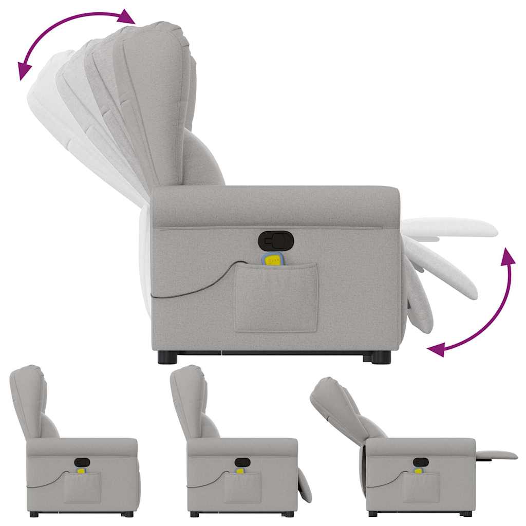 vidaXL Fauteuil de massage inclinable et releveur en tissu gris nuage
