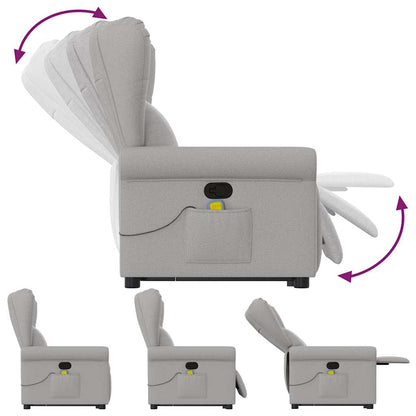 vidaXL Fauteuil de massage inclinable et releveur en tissu gris nuage