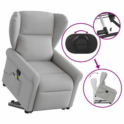 vidaXL Fauteuil de massage inclinable et releveur en tissu gris nuage