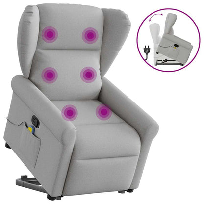 vidaXL Fauteuil de massage inclinable et releveur en tissu gris nuage
