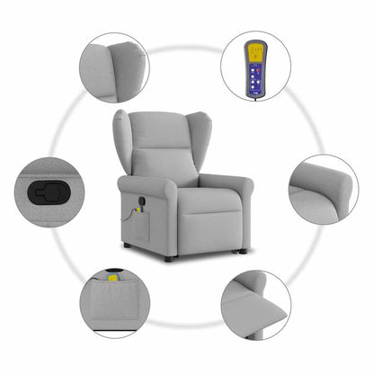 vidaXL Fauteuil de massage inclinable et releveur en tissu gris nuage