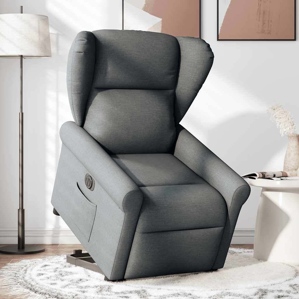 vidaXL Relaxsessel mit Aufstehhilfe Elektrisch Dunkelgrau Stoff