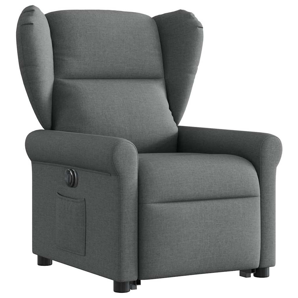 vidaXL Relaxsessel mit Aufstehhilfe Elektrisch Dunkelgrau Stoff
