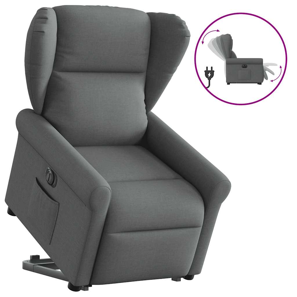 vidaXL Relaxsessel mit Aufstehhilfe Elektrisch Dunkelgrau Stoff